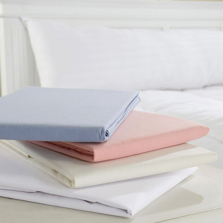 V Shape Pillowcases in white, cream, pink and sky blue stacked