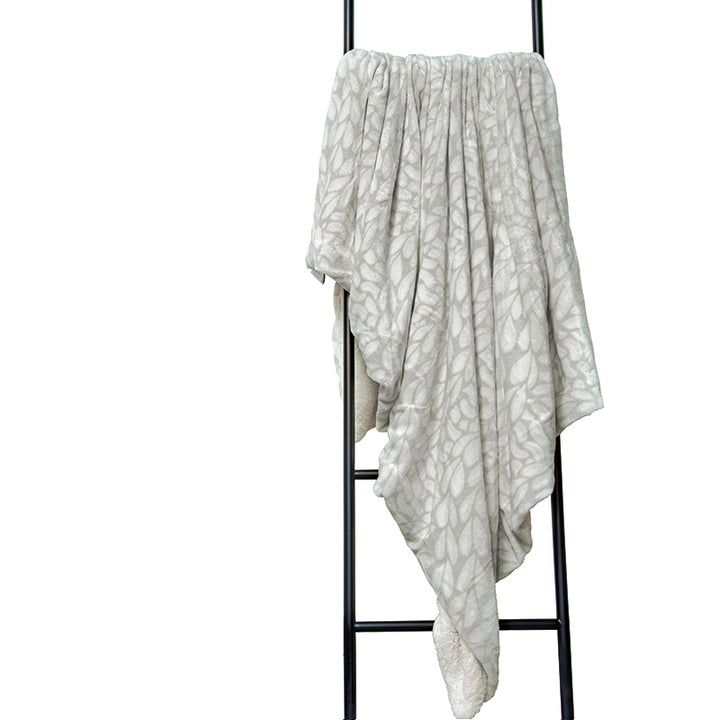Grey cable knit print blanket with cream fleece reverse - 130cm x 180cm