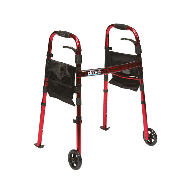 Deluxe Fold Up Walker - Red - Zimmer Frame Walking/Mobility Aid