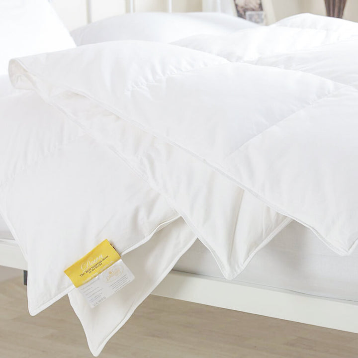 Luxurious 13.5 tog pure goose down duvet encased in 300 thread count cotton - ideal for natural winter warmth
