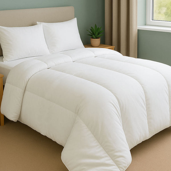 pure comfort 13.5 tog autumn winter duvet on a bed