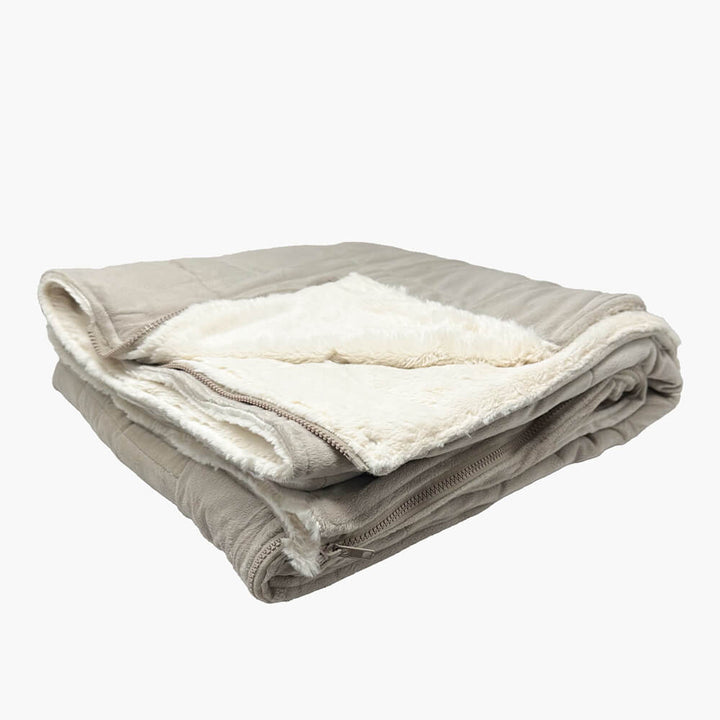 3 in 1 sherpa and fleece reversible blanket with sleeves - natural - 157cm x 172cm