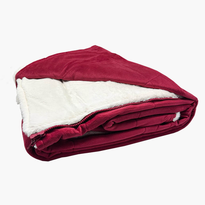 3 in 1 sherpa and fleece reversible blanket with sleeves - burgundy - 157cm x 172cm