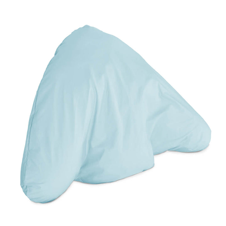 Duck Feather Filled Batwing Pillow with a blue pillowcase