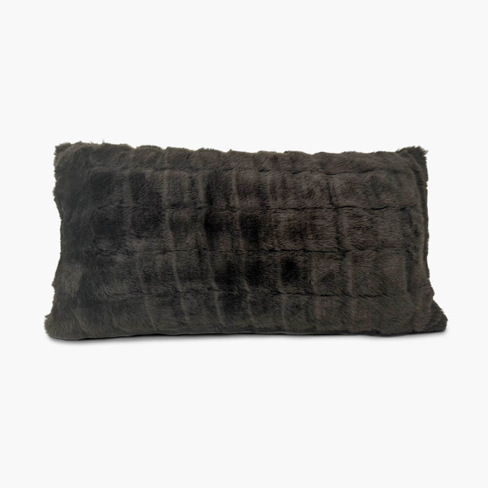 front view 60cm x 40cm brown alaskan fur cushion cover