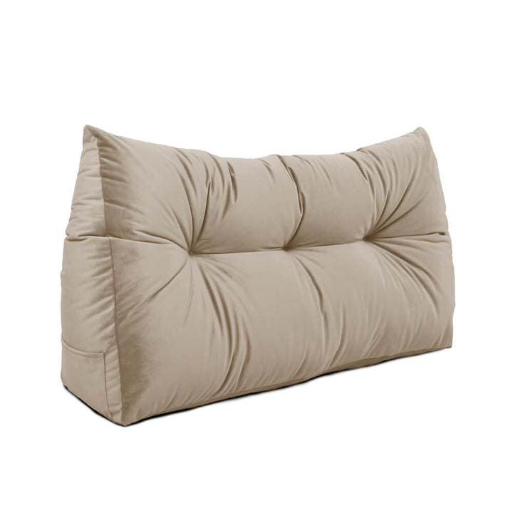 Single Velvet Headboard Wedge Pillow - Beige