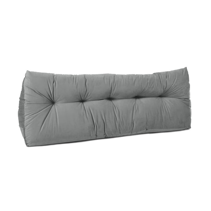 Velvet Headboard Wedge Pillow In Grey