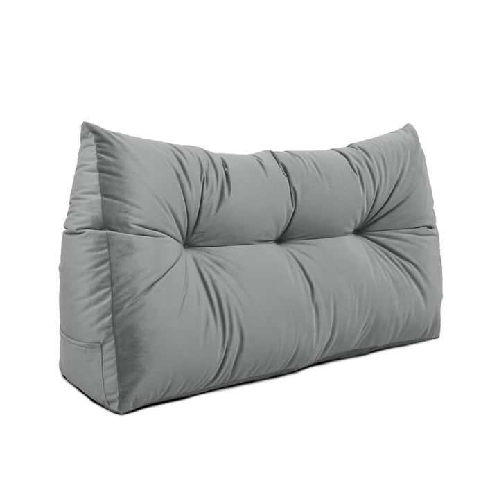 Single Velvet Headboard Wedge Pillow - Grey