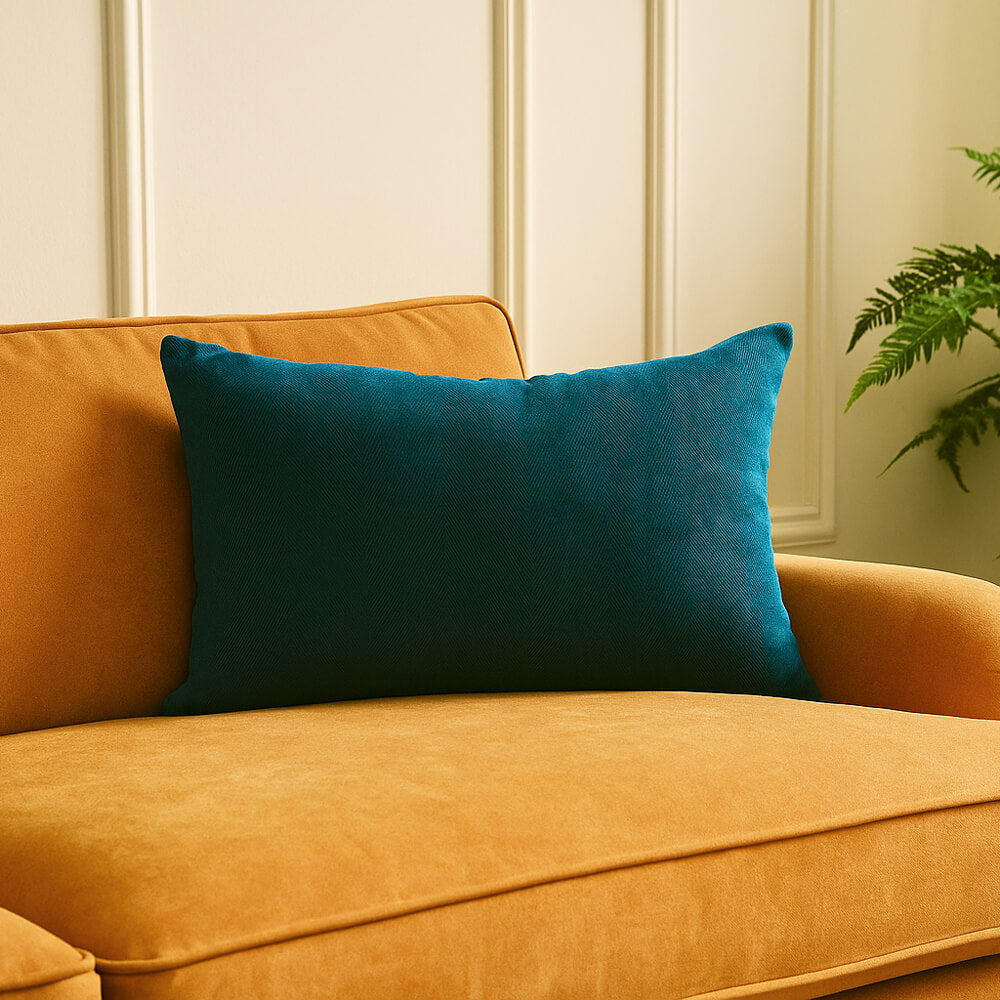 Rectangular Cushiin Herringbone Blue Rectangle Cushion - 60cm x 40cm – Lancashire Textiles