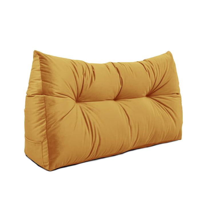 Single Velvet Headboard Wedge Pillow - Mustard