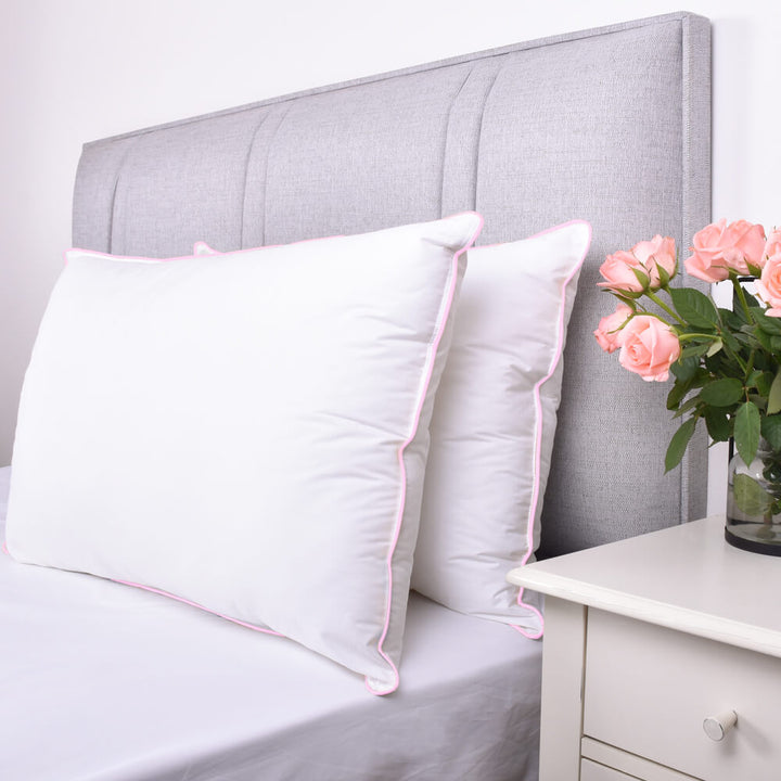Pair of cotton Pillows with pink piped edge