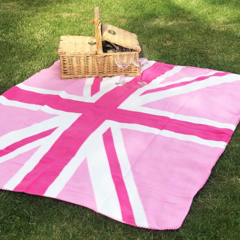 Pink Union Jack Throw - British Flag Blanket - Lancashire Textiles